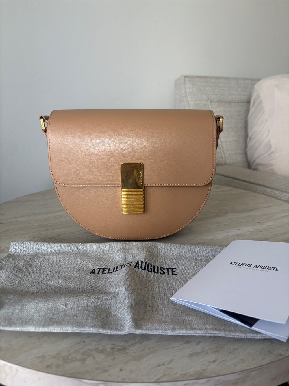 Ateliers Auguste Sully Gold Edition Hazelnut Leather Crossbody Bag
